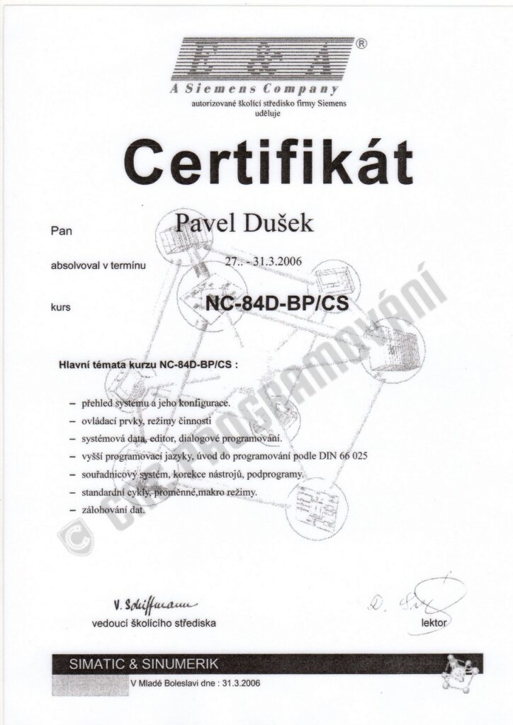 Zertifizierung 8 Certifikat Sinumerik 840D scaled 2